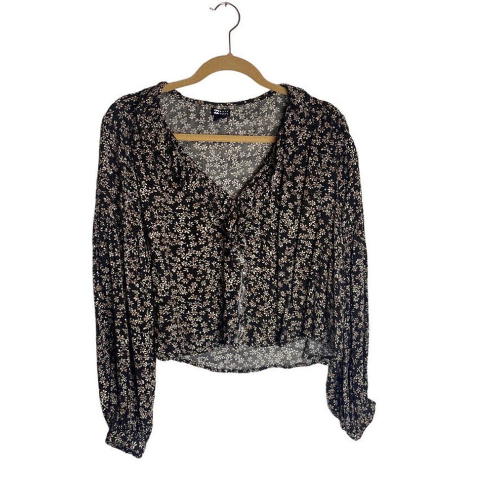 BillaBong Long Sleeved Floral Flowy Crop Top Ruffles Size Medium